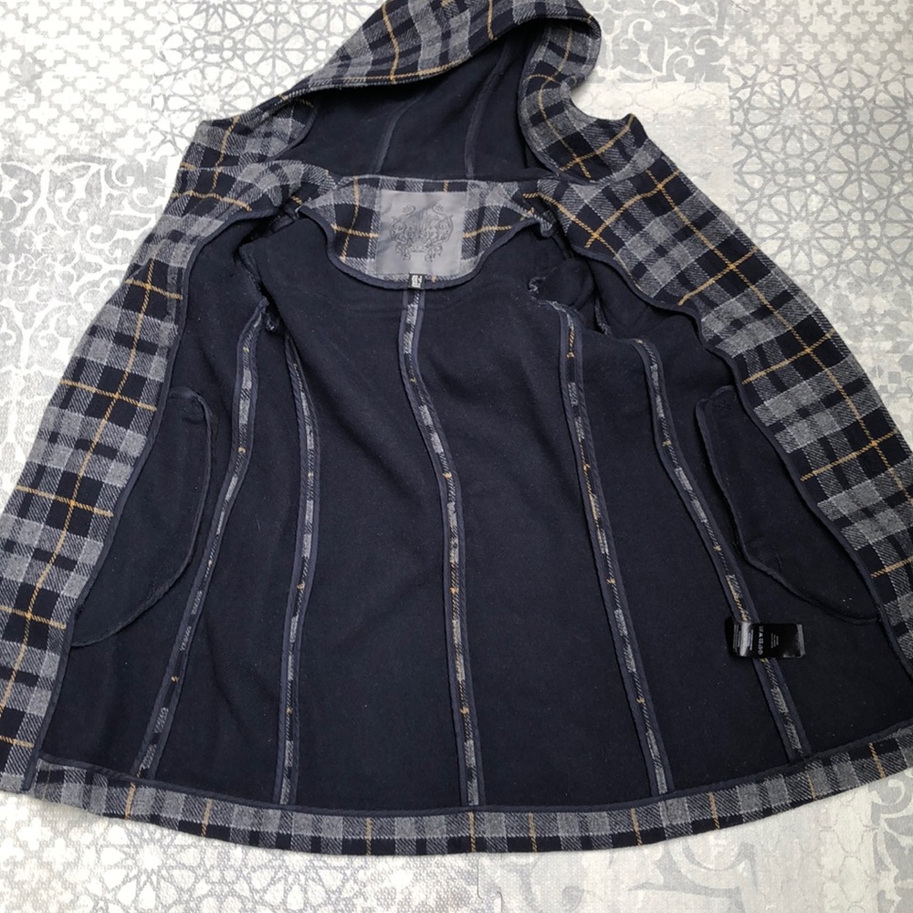 Forever New Womens Coat Jacket Wool Blend Check Grey Black Yellow Hooded… - Picture 14 of 15